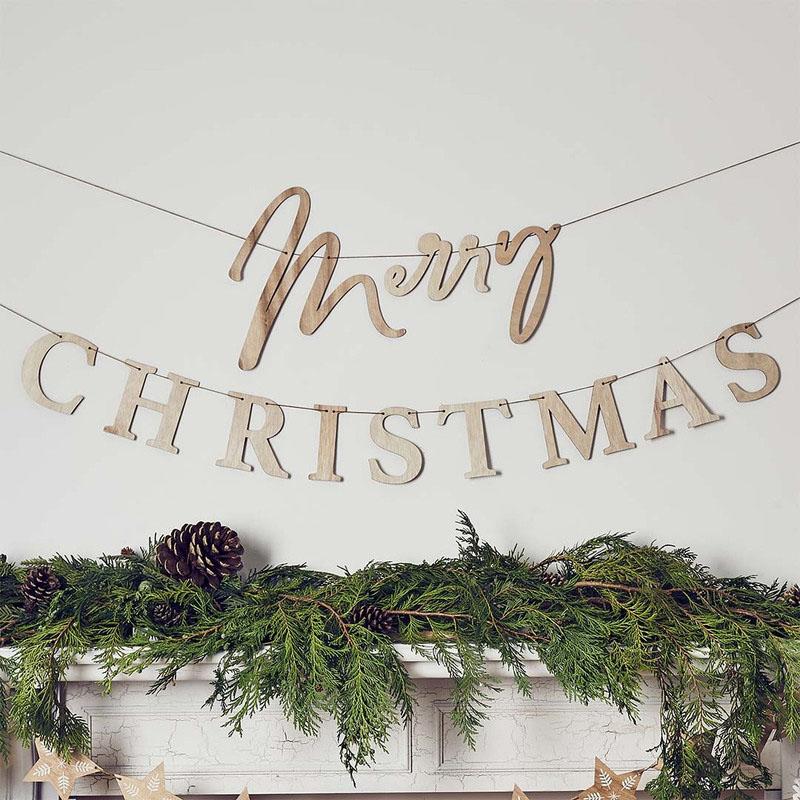 Hootyballoo - Wooden Merry Christmas Banner - 2m