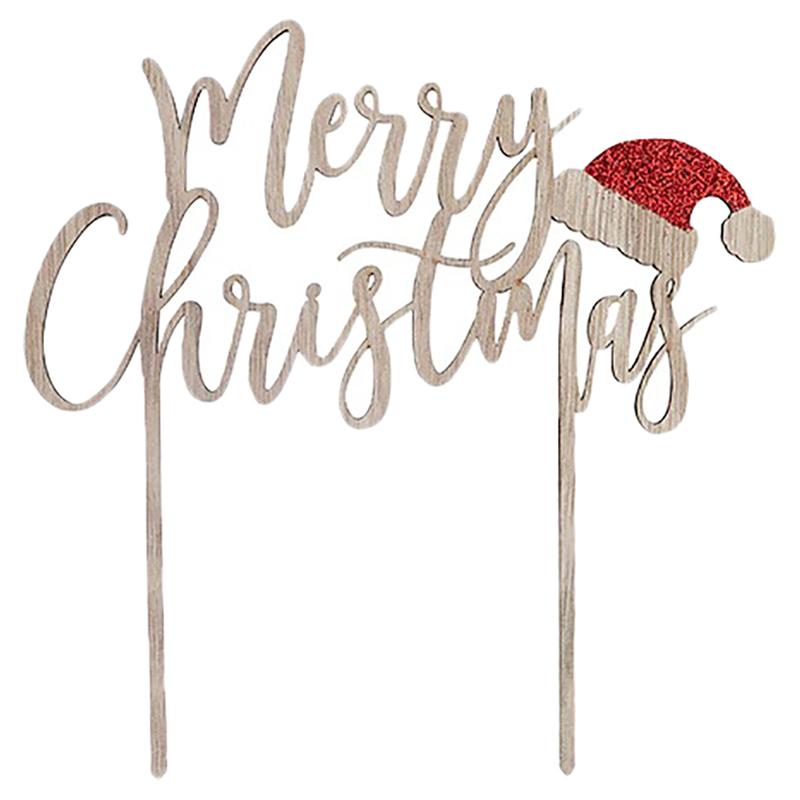 Hootyballoo - Merry Christmas Wooden Cake Topper