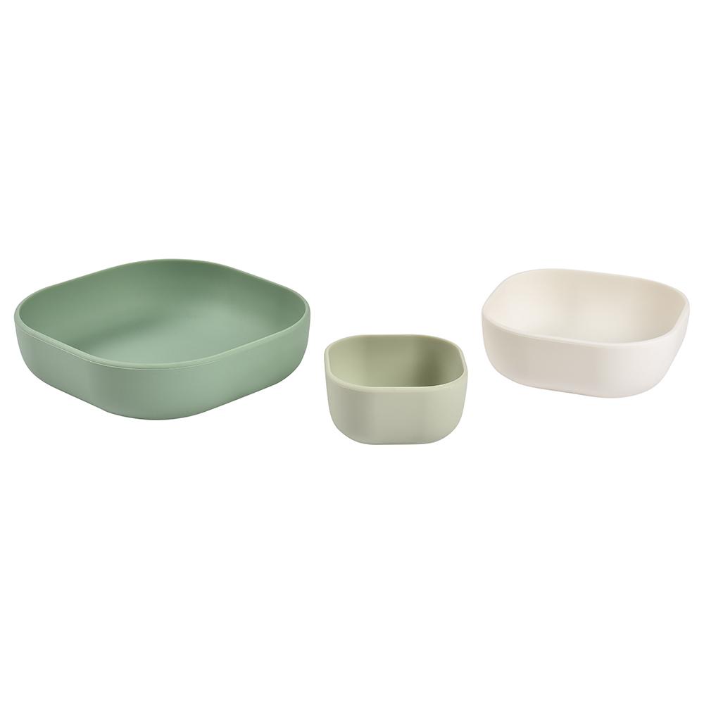 Beaba - Silicone Nesting Bowls - Sage Green/Cotton/Misty Green - 3pcs