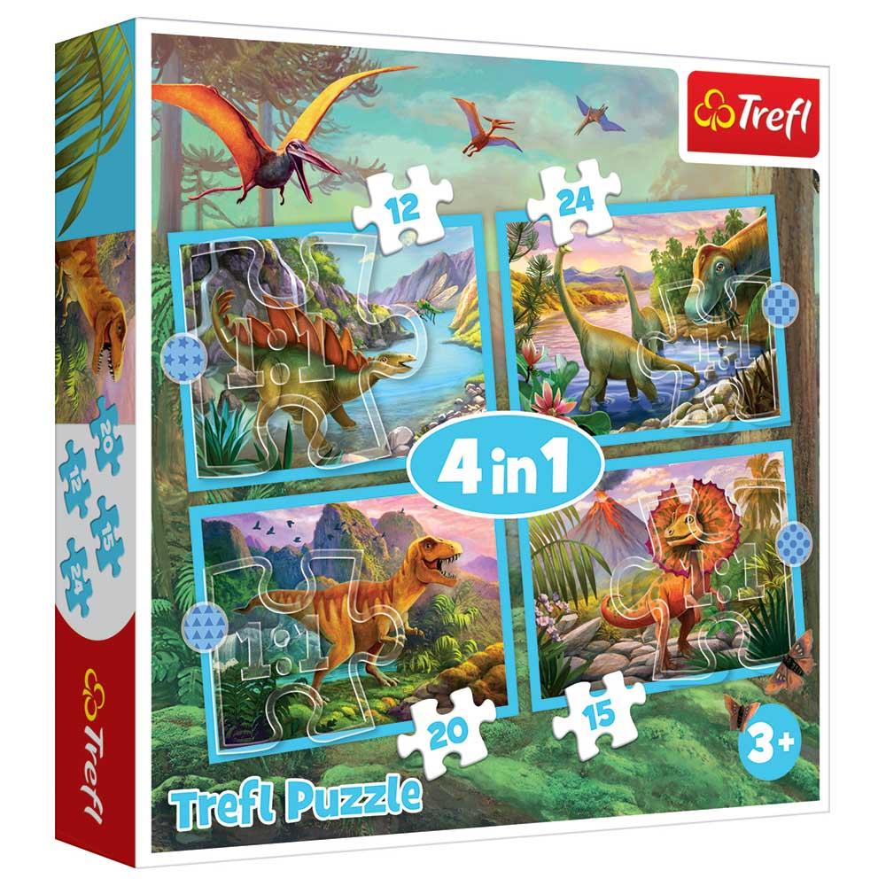 Trefl Puzzle - 4-In-1 - Unique Dinosaurs Puzzle - 71pcs