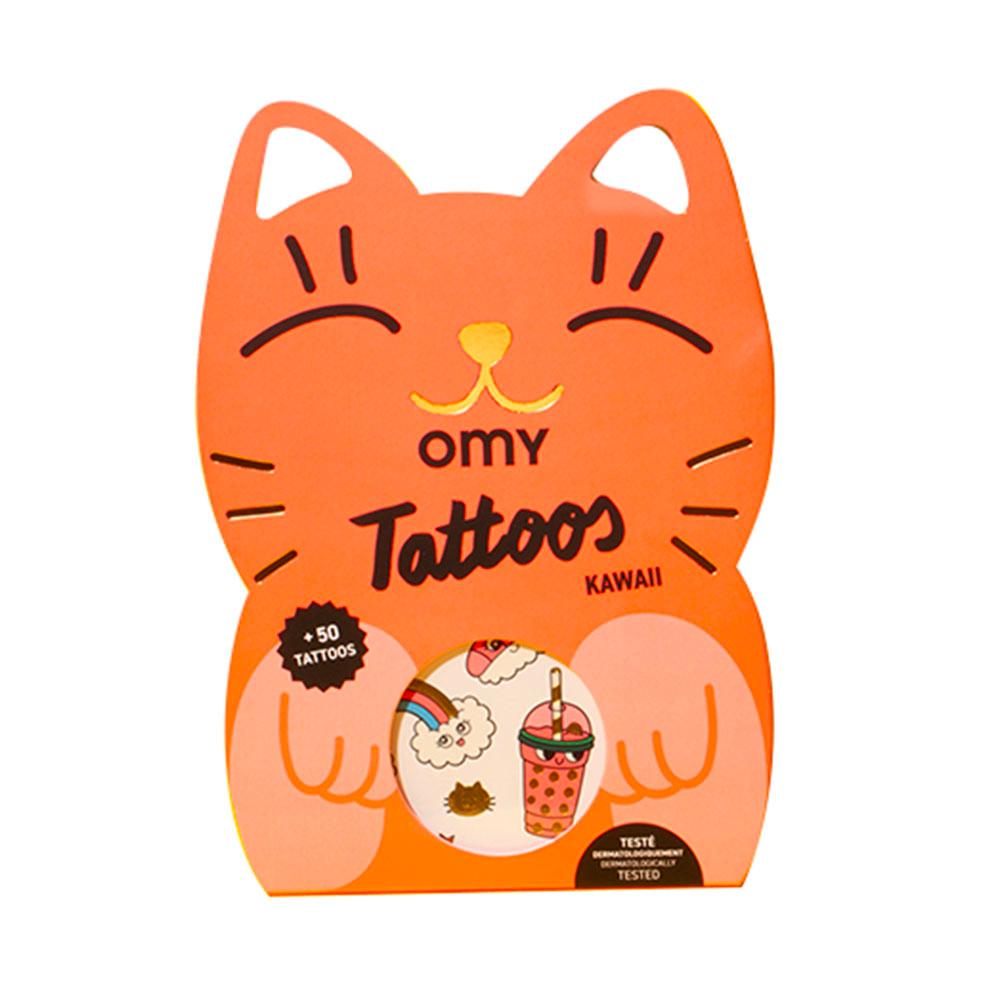 Omy - Kawaii Temporary Tattoos - Orange - 50pcs