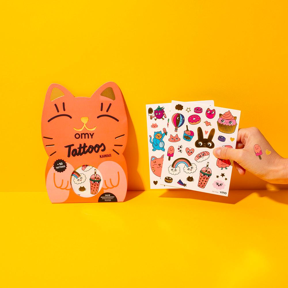 Omy - Kawaii Temporary Tattoos - Orange - 50pcs