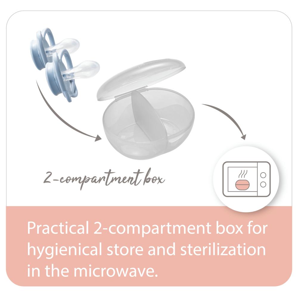 Nip - Butterfly Soother With Sterilizer Box 0-6M - Pink - 2 pcs