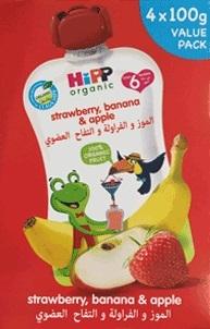 HiPP Organic - Apple Strawberry & Banana - Value Pack (4x100g)