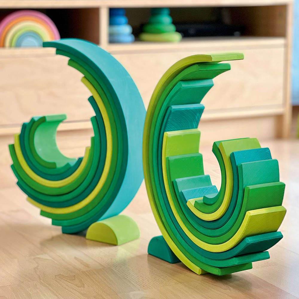 Grimm's - Stacking Rainbow Toy - Large - 12pcs - Forest Green