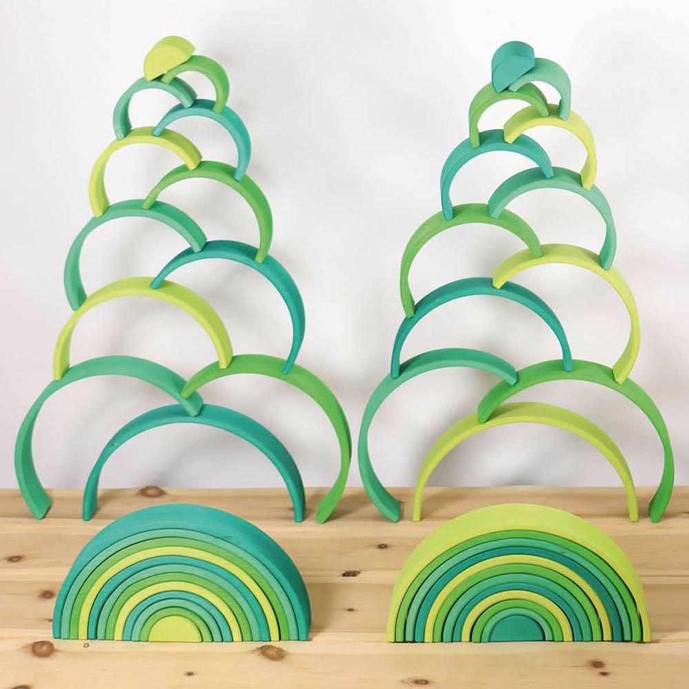 Grimm's - Stacking Rainbow Toy - Large - 12pcs - Forest Green