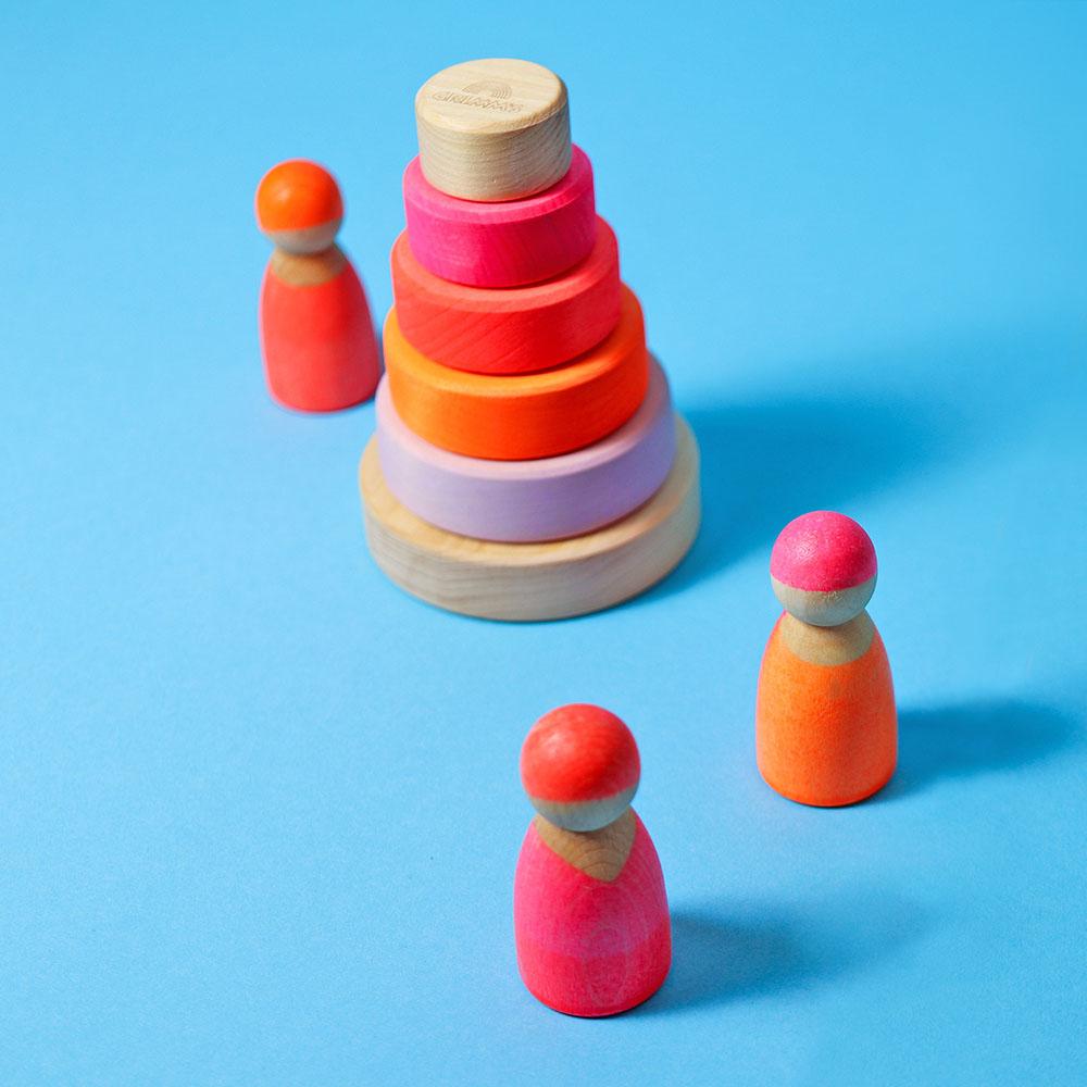 Grimm's - Conical Tower - Small - 5pcs - Neon Pink