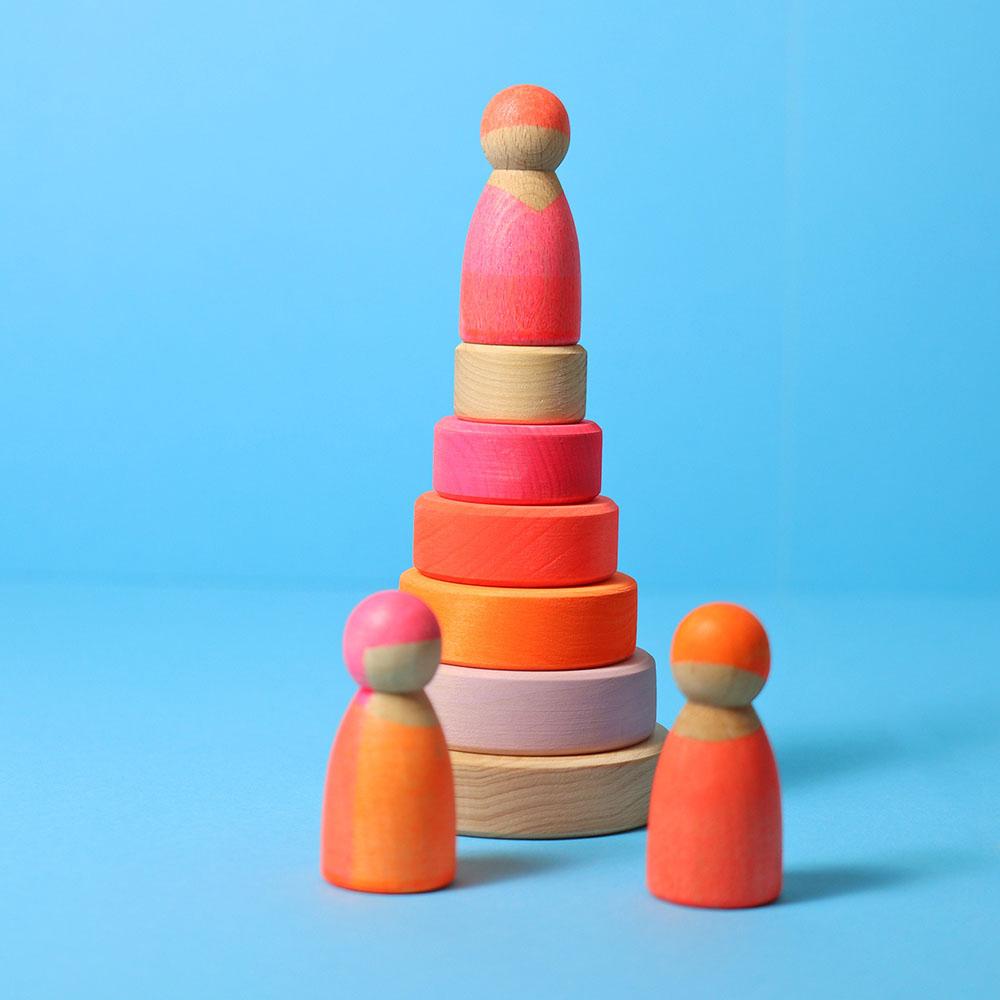 Grimm's - Conical Tower - Small - 5pcs - Neon Pink