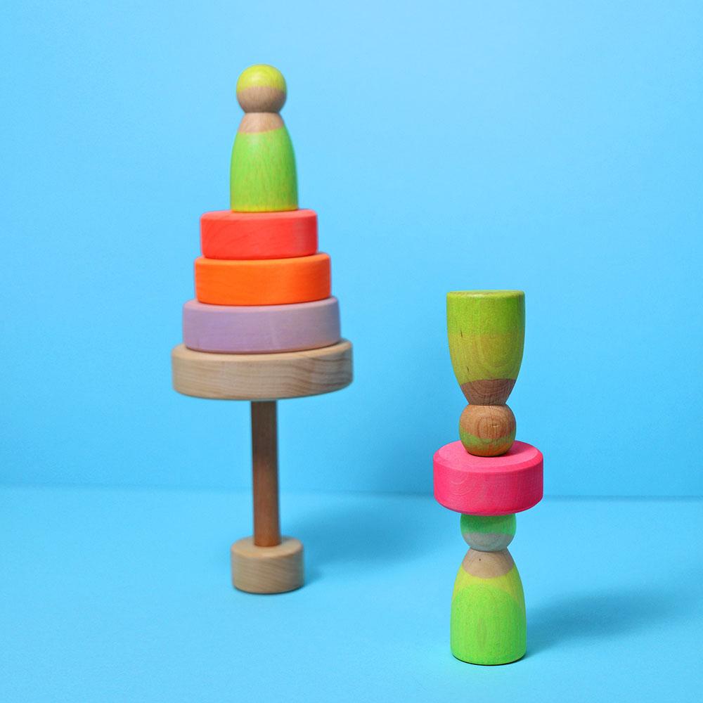 Grimm's - Conical Tower - Small - 5pcs - Neon Pink