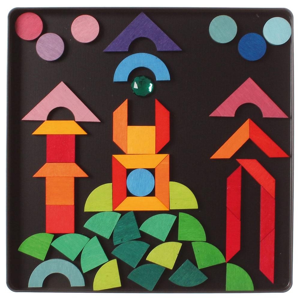 Grimm's - Magnet Puzzle Triangle/Square/Circle With Sparkling Parts