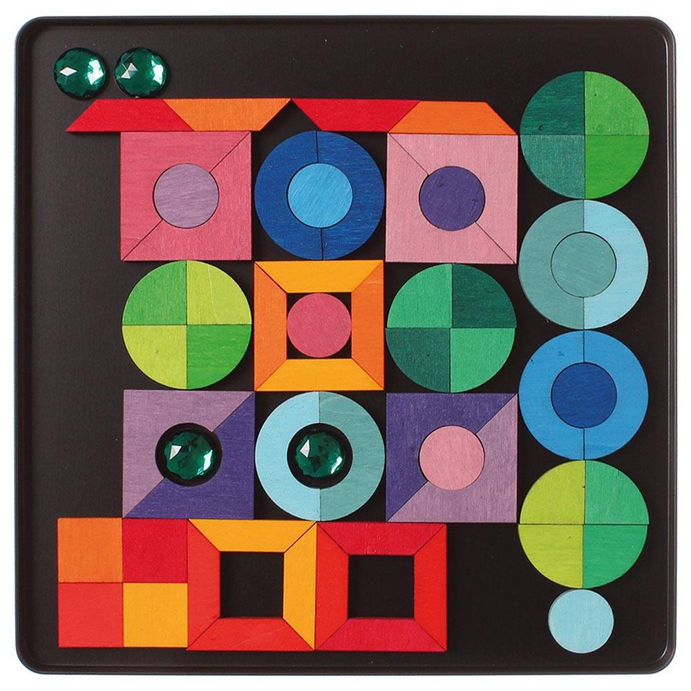 Grimm's - Magnet Puzzle Triangle/Square/Circle With Sparkling Parts