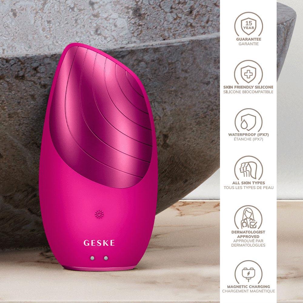 Geske - 6-in-1 Electric Sonic Thermo Facial Brush - Pink