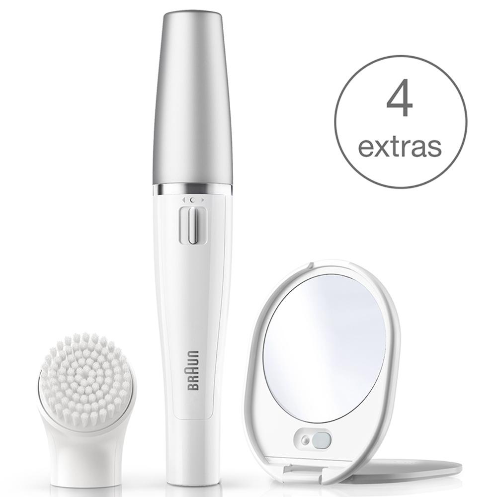 Braun - Facial Epilator And Cleanser With Mirror And Pouch - White