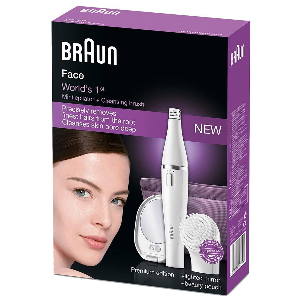 Braun - Facial Epilator And Cleanser With Mirror And Pouch - White