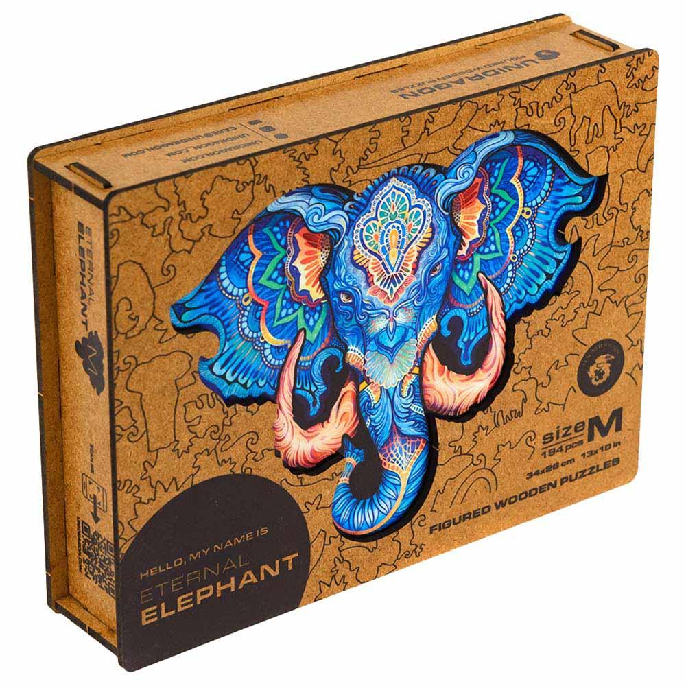 Unidragon - Figured Wooden Puzzle Kit - Eternal Elephant - Medium - 194pcs