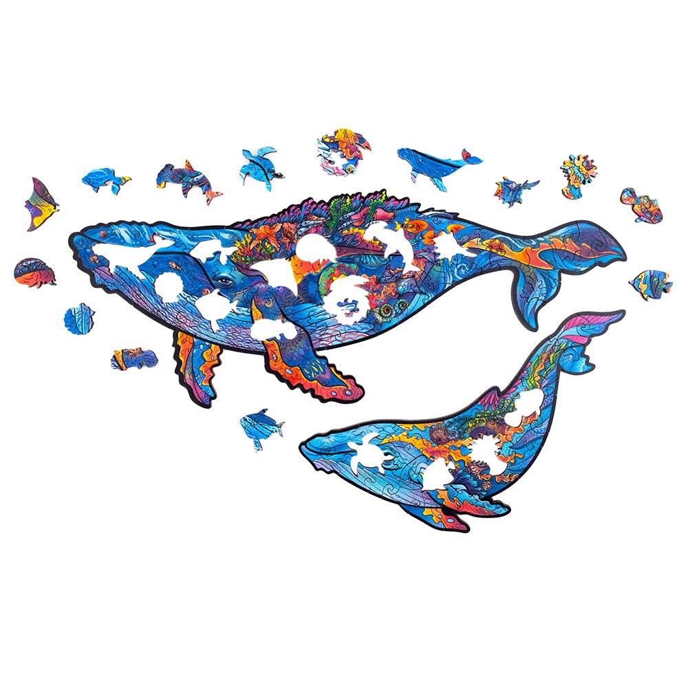 Unidragon - Figured Wooden Puzzle Kit - Milky Whales - Small - 98pcs