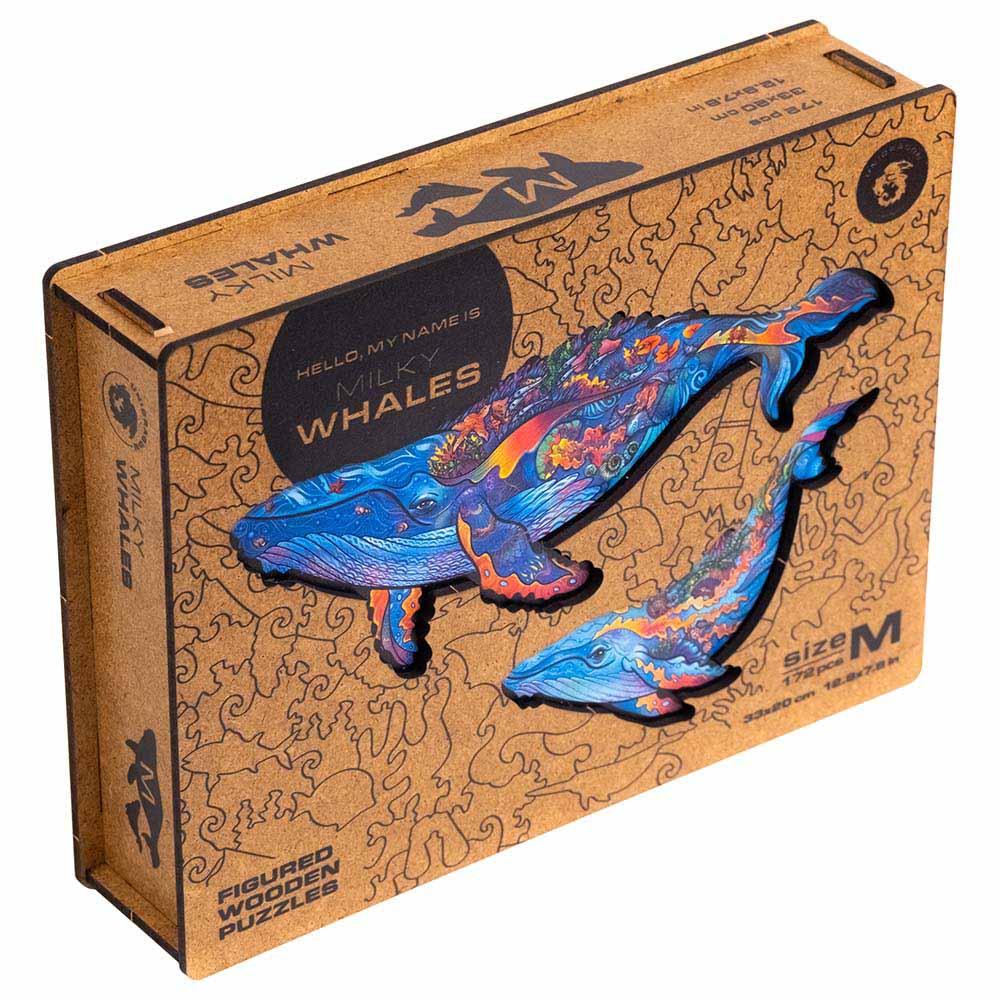 Unidragon - Figured Wooden Puzzle Kit - Milky Whales - Medium - 172pcs