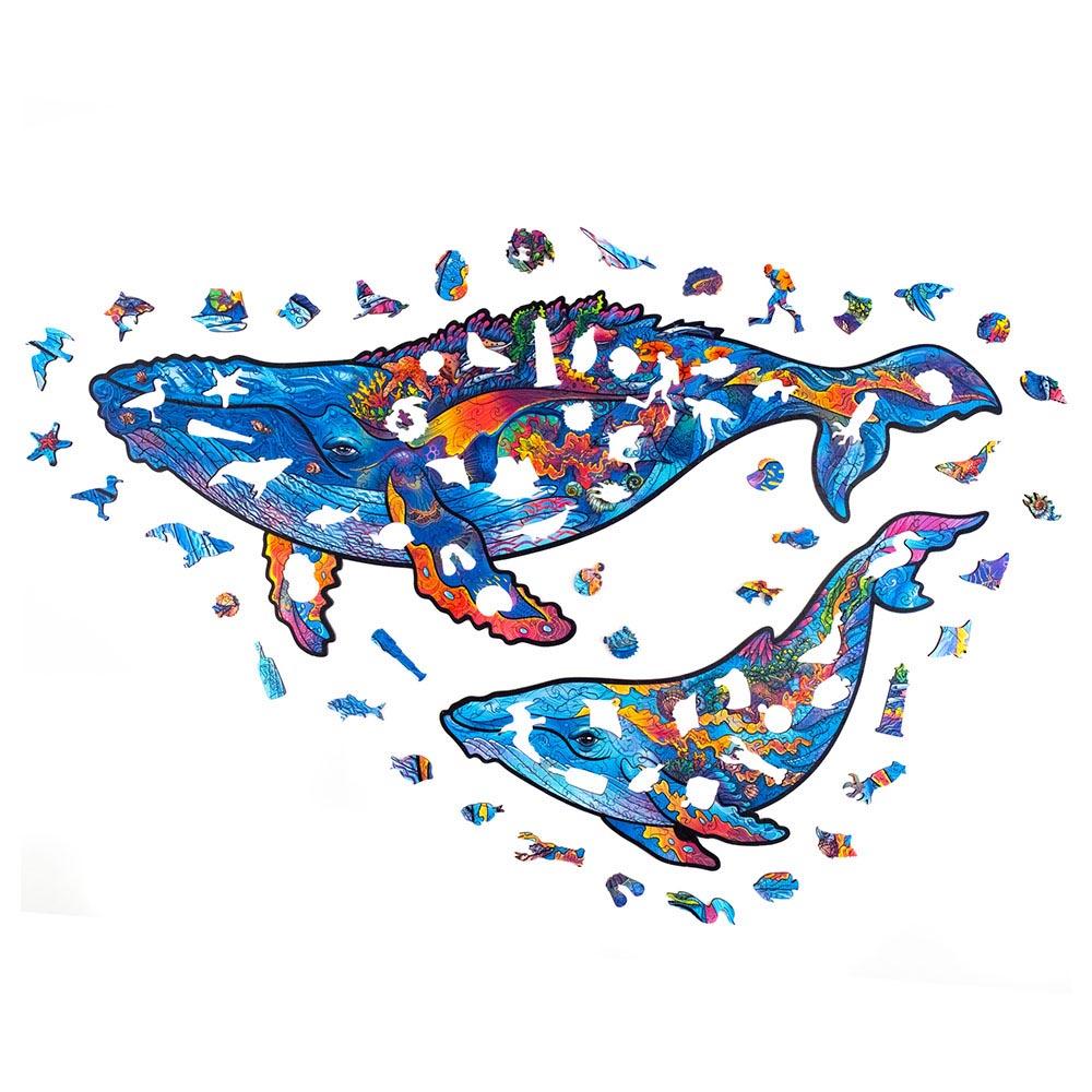 Unidragon - Figured Wooden Puzzle Kit - Milky Whales - King - 268pcs