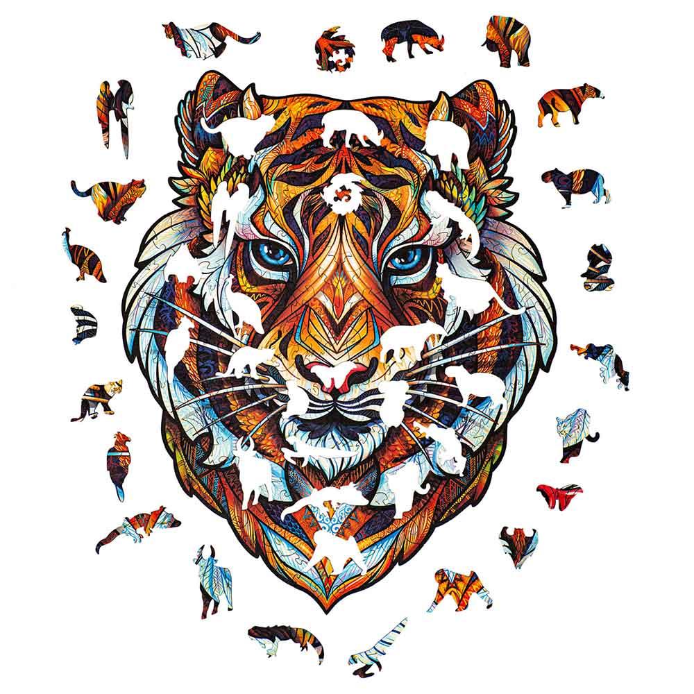 Unidragon - Figured Wooden Puzzle Kit - Lovely Tiger - Medium - 181pcs