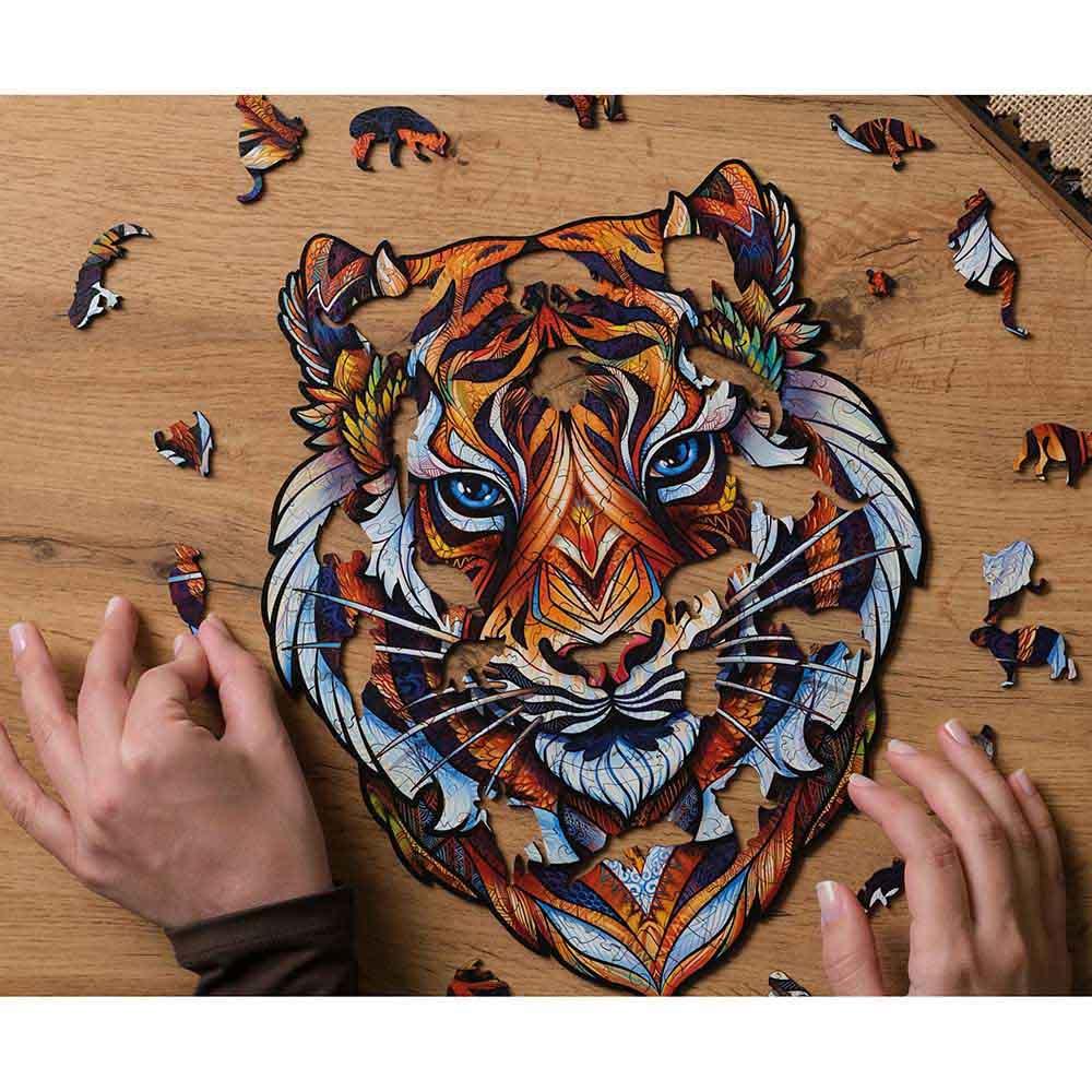 Unidragon - Figured Wooden Puzzle Kit - Lovely Tiger - Medium - 181pcs