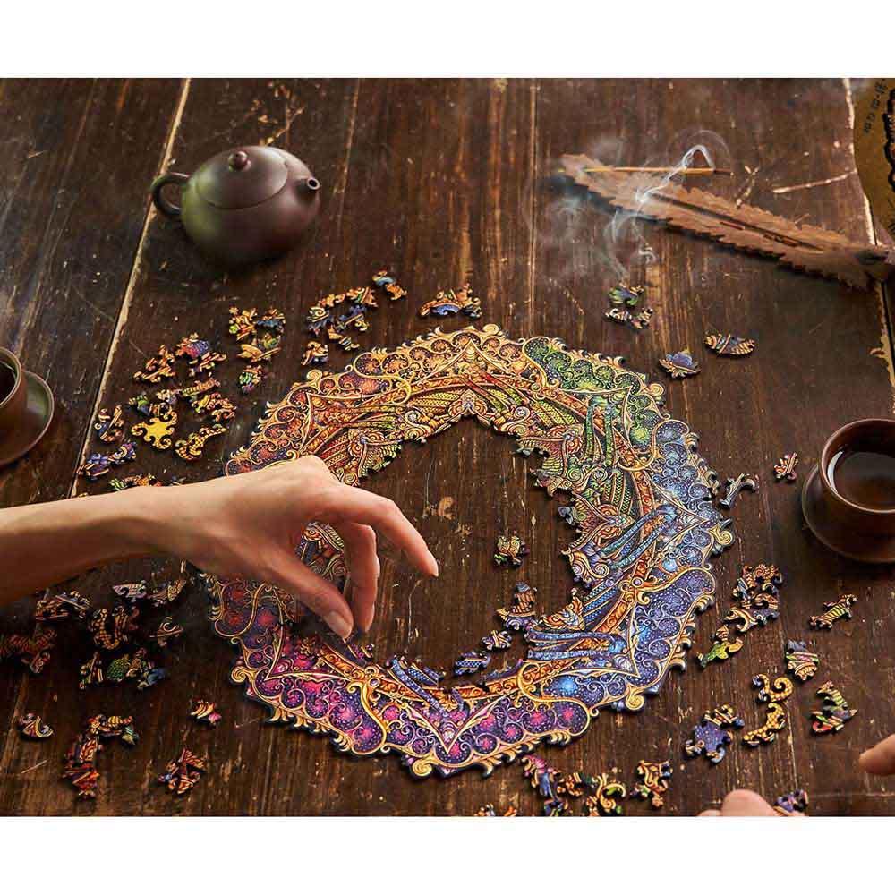 Unidragon - Figured Wooden Puzzle Kit - Mandala Inexhaustible Abundance - King - 350pcs