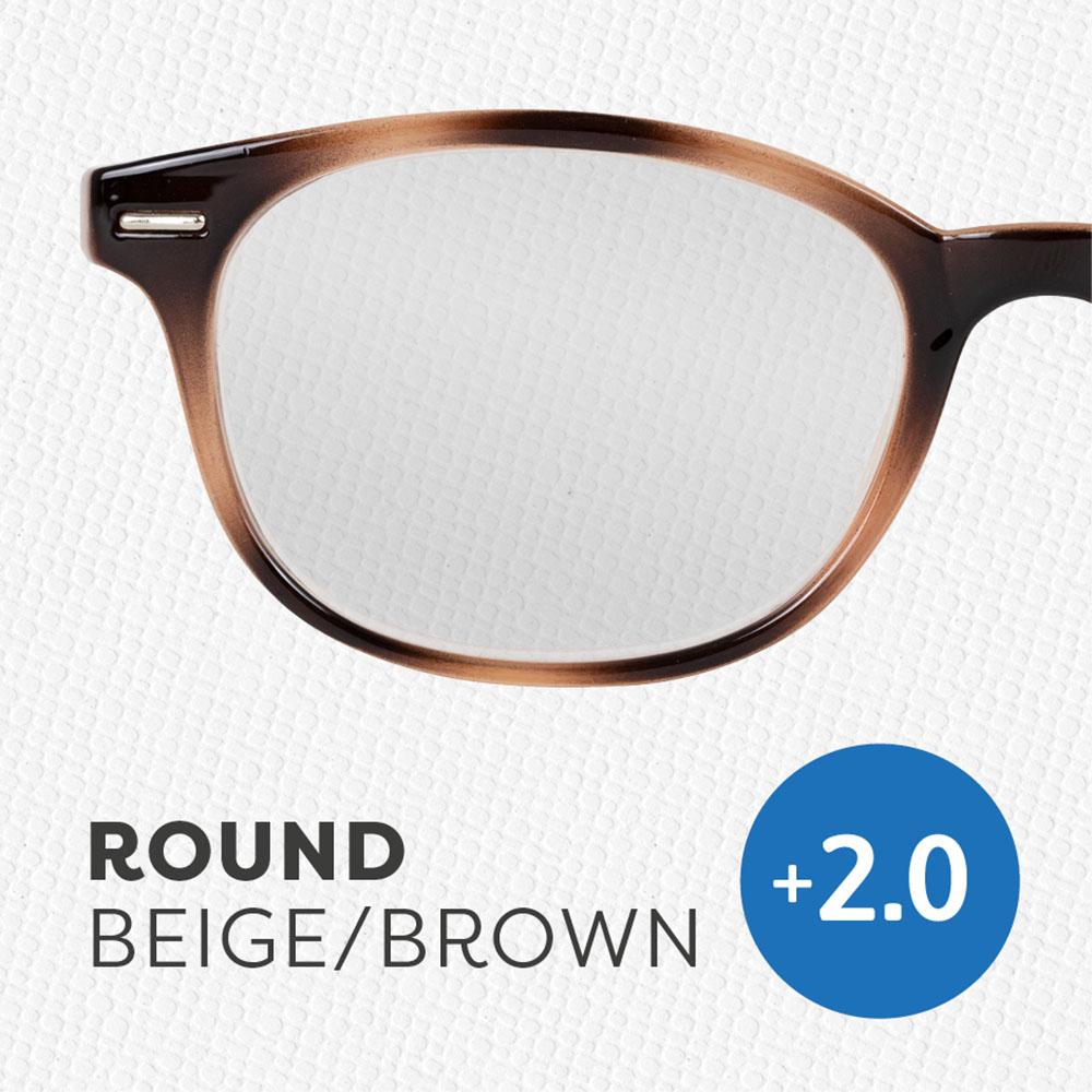 If - Easy Readers - +2.0 - F - Round Beige/Brown