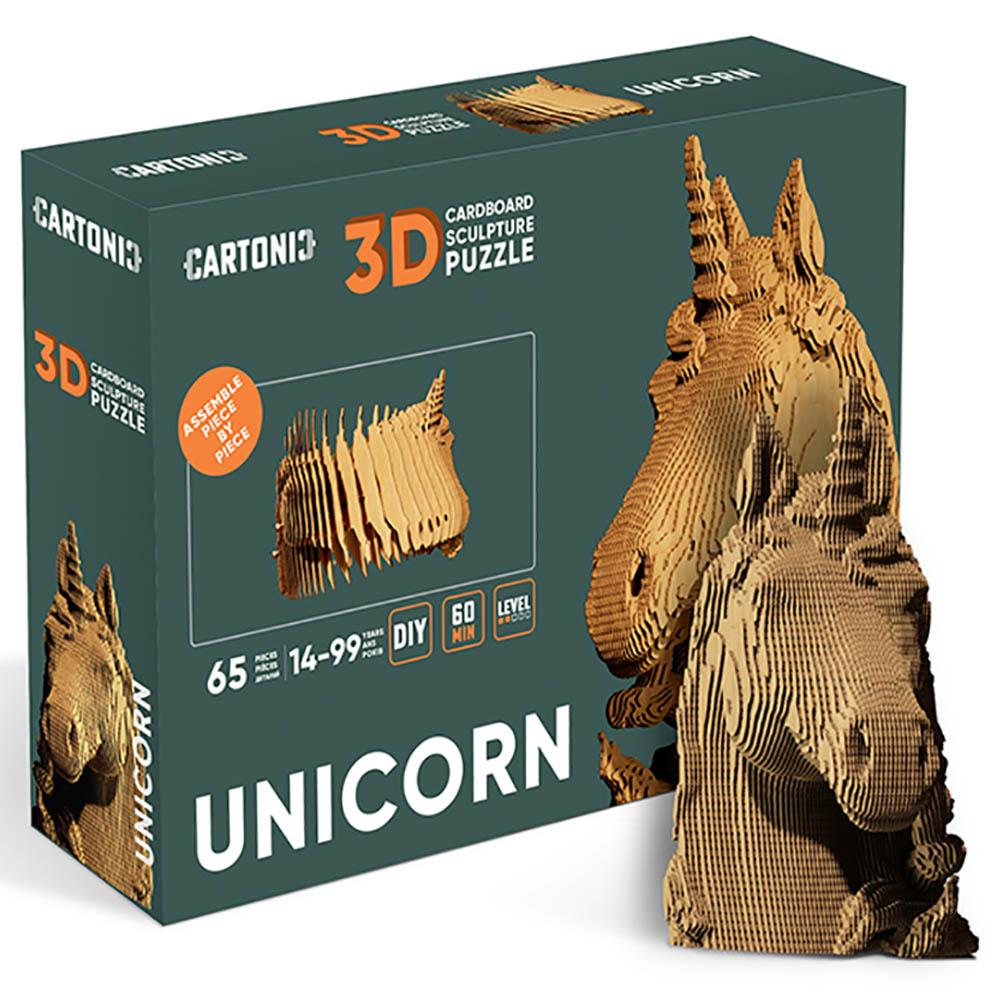 Cartonic - 3D Cardboard Sculpture Puzzle - Unicorn - 65pcs