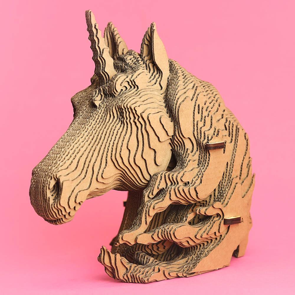 Cartonic - 3D Cardboard Sculpture Puzzle - Unicorn - 65pcs