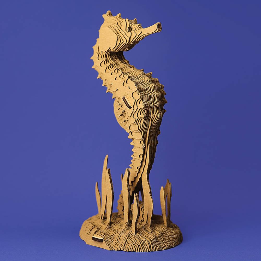 Cartonic - 3D Cardboard Sculpture Puzzle - Seahorse - 109pcs