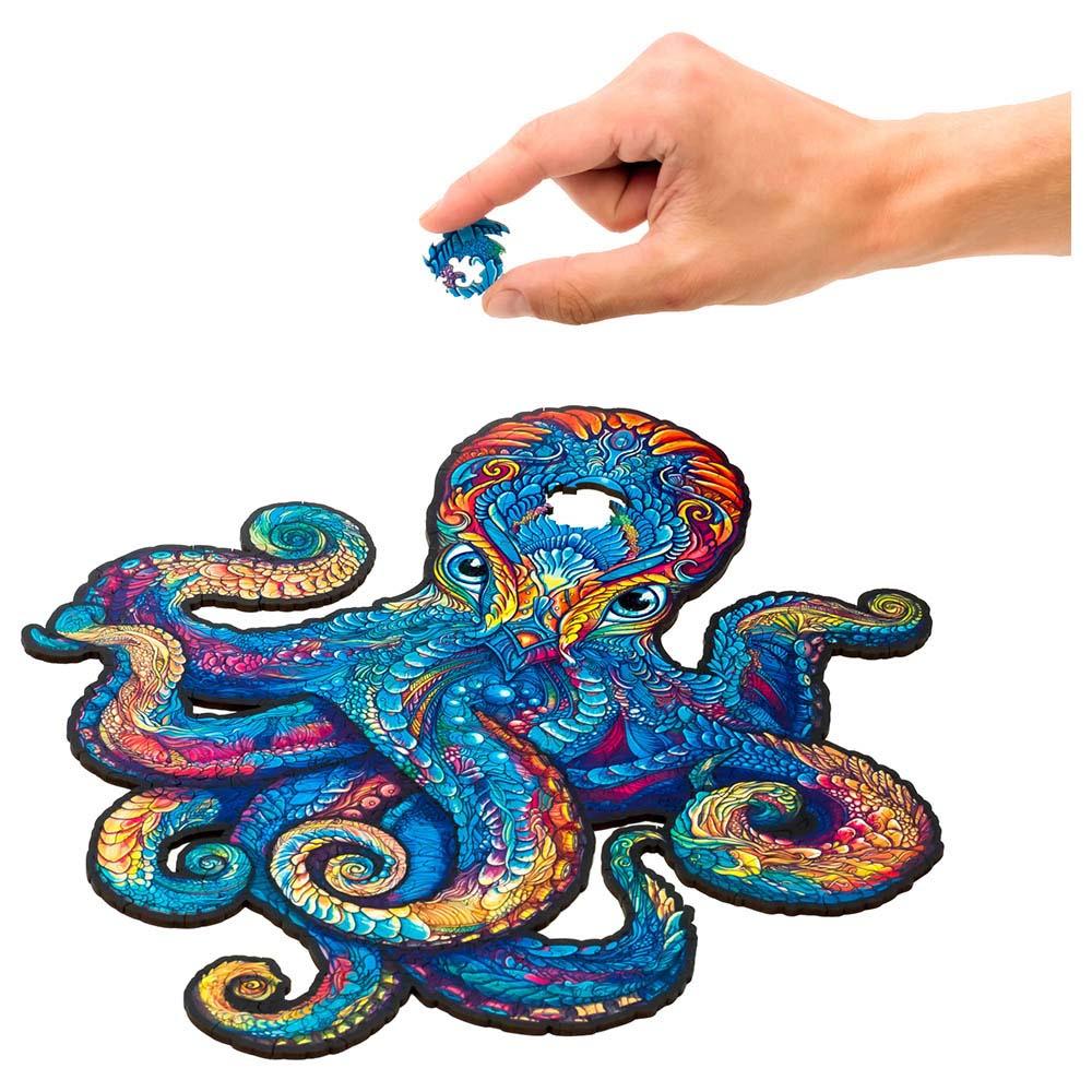 Unidragon - Figured Wooden Puzzle Kit - Magnetic Octopus - Medium - 200pcs