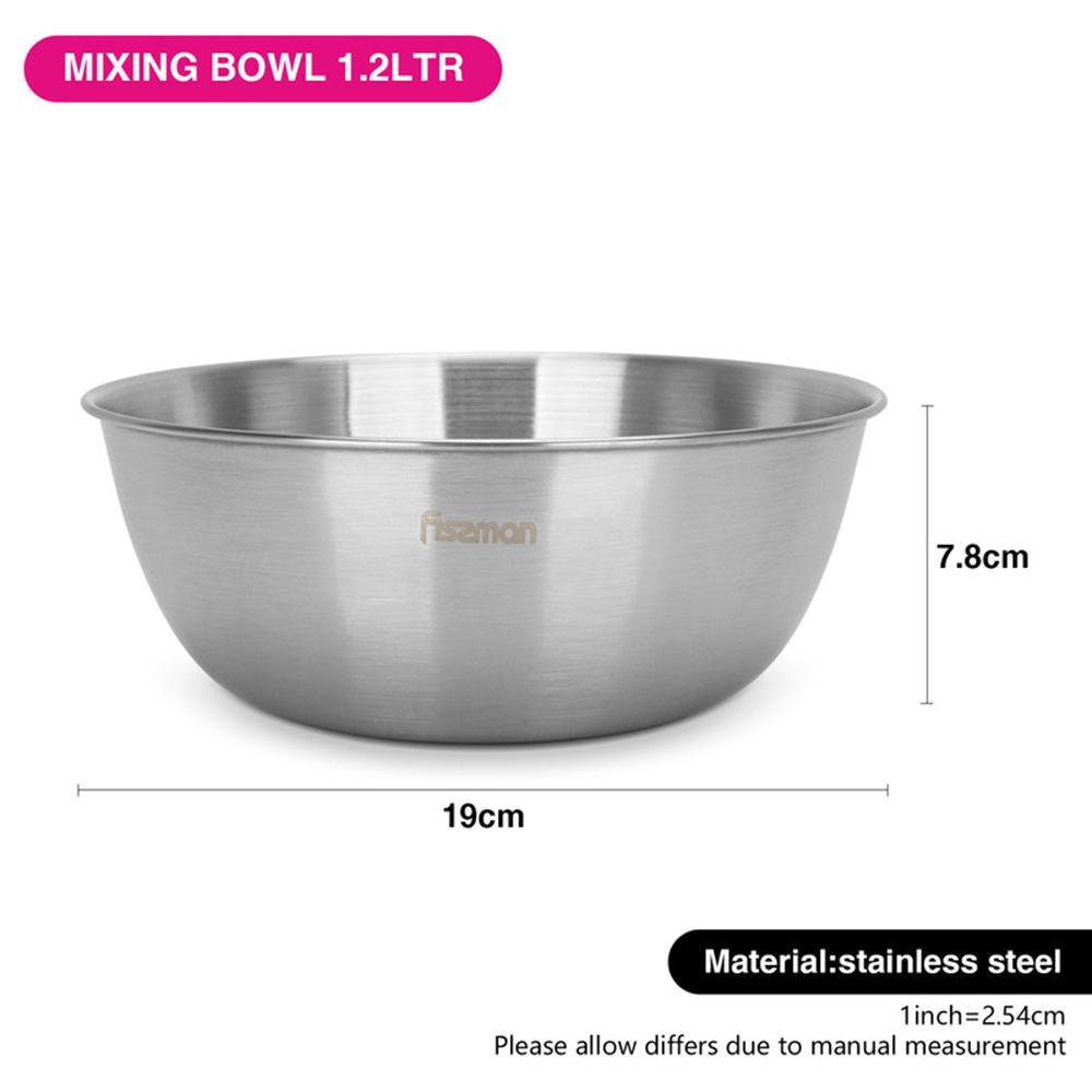 Fissman - Stainless Steel Mixing Bowl - Silver - 1.2 L