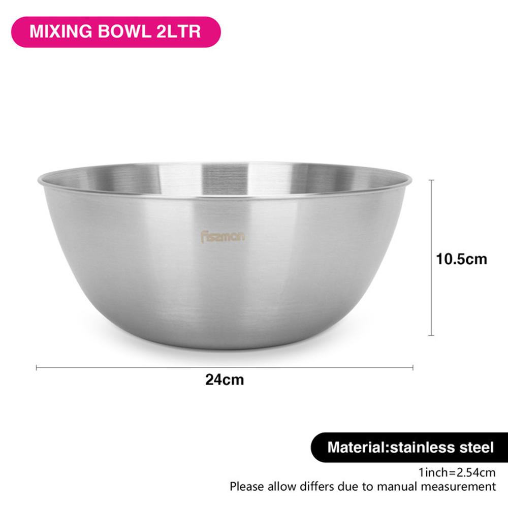 Fissman - Stainless Steel Mixing Bowl - Silver - 2 L