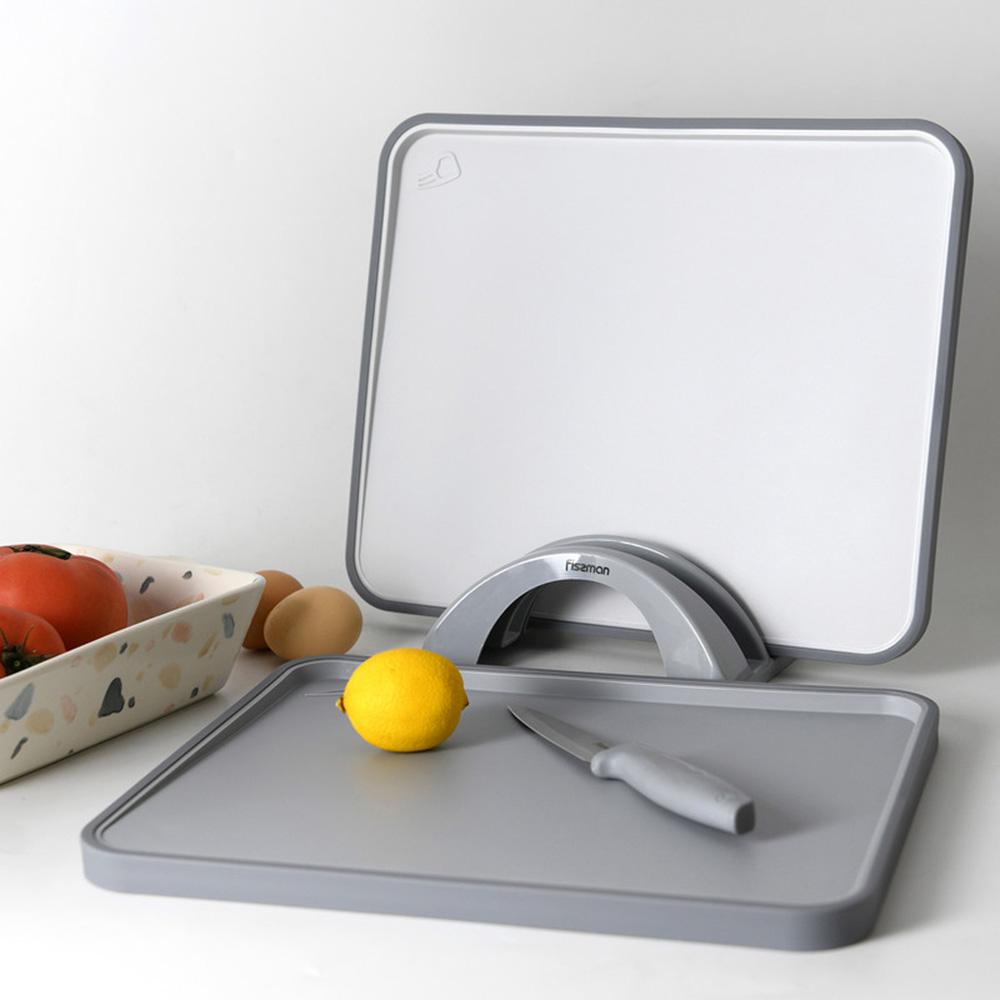 Fissman - Index Chopping Board With Holder - Grey - 2pcs - 34x28cm