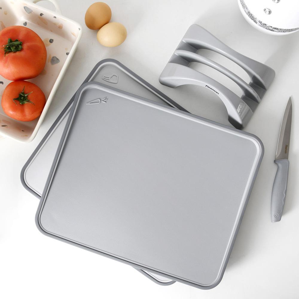 Fissman - Index Chopping Board With Holder - Grey - 2pcs - 34x28cm