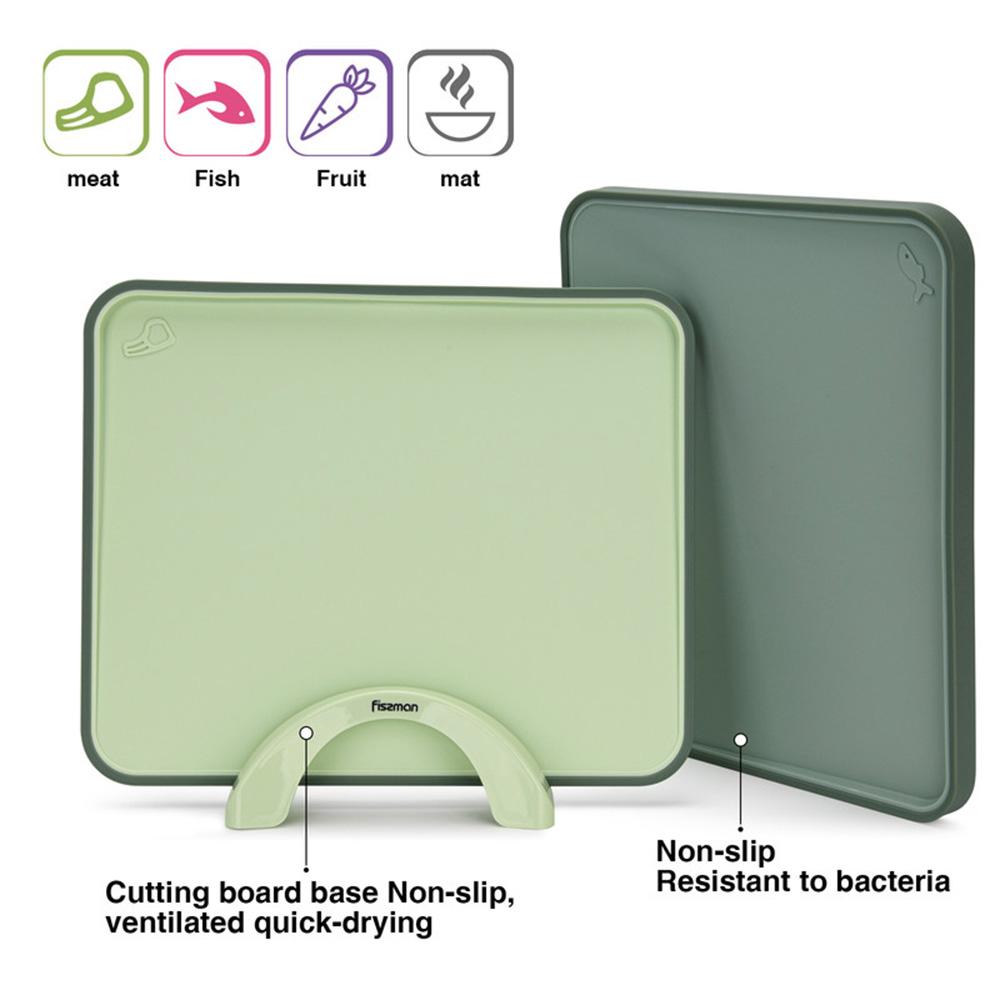 Fissman - Index Chopping Board With Holder - Green - 2pcs - 34x28cm