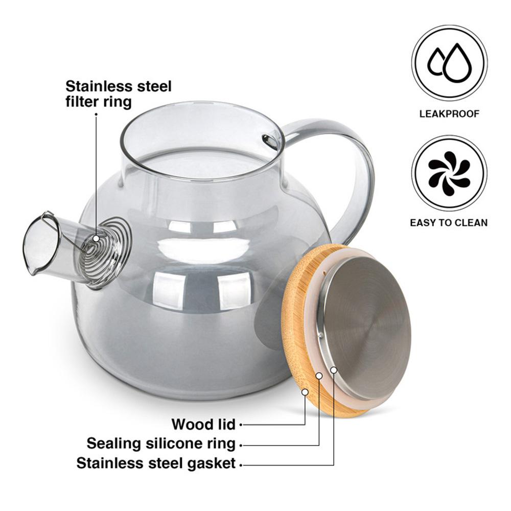 Fissman - Glass Tea Pot With Steel Infuser - Clear - 1 L