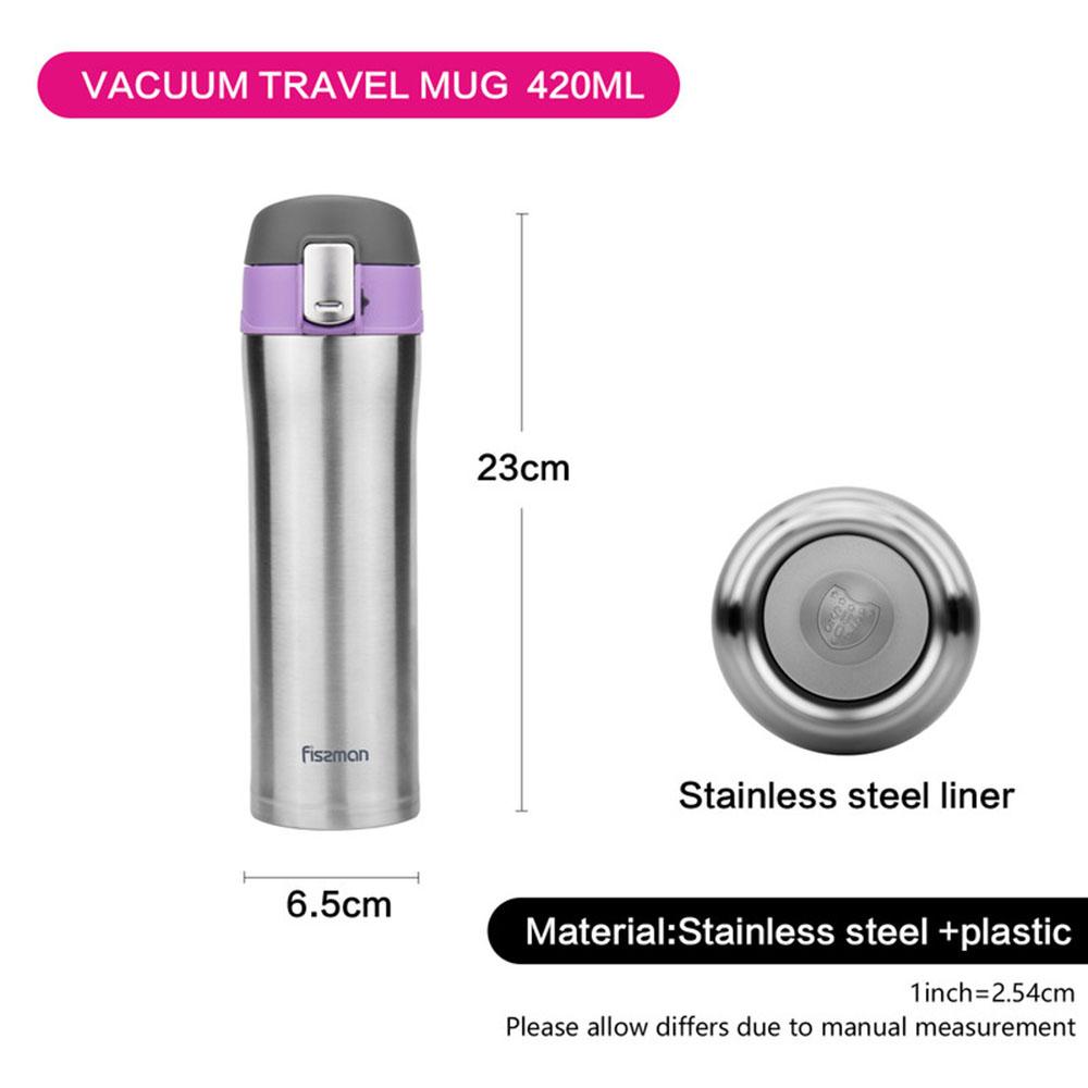 Fissman - Double Wall Vacuum Water Bottle - Purple - 420 ml