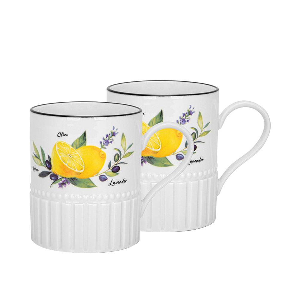 Fissman - Lemon Provence Series Porcelain Mug - 400 ml - 2pcs