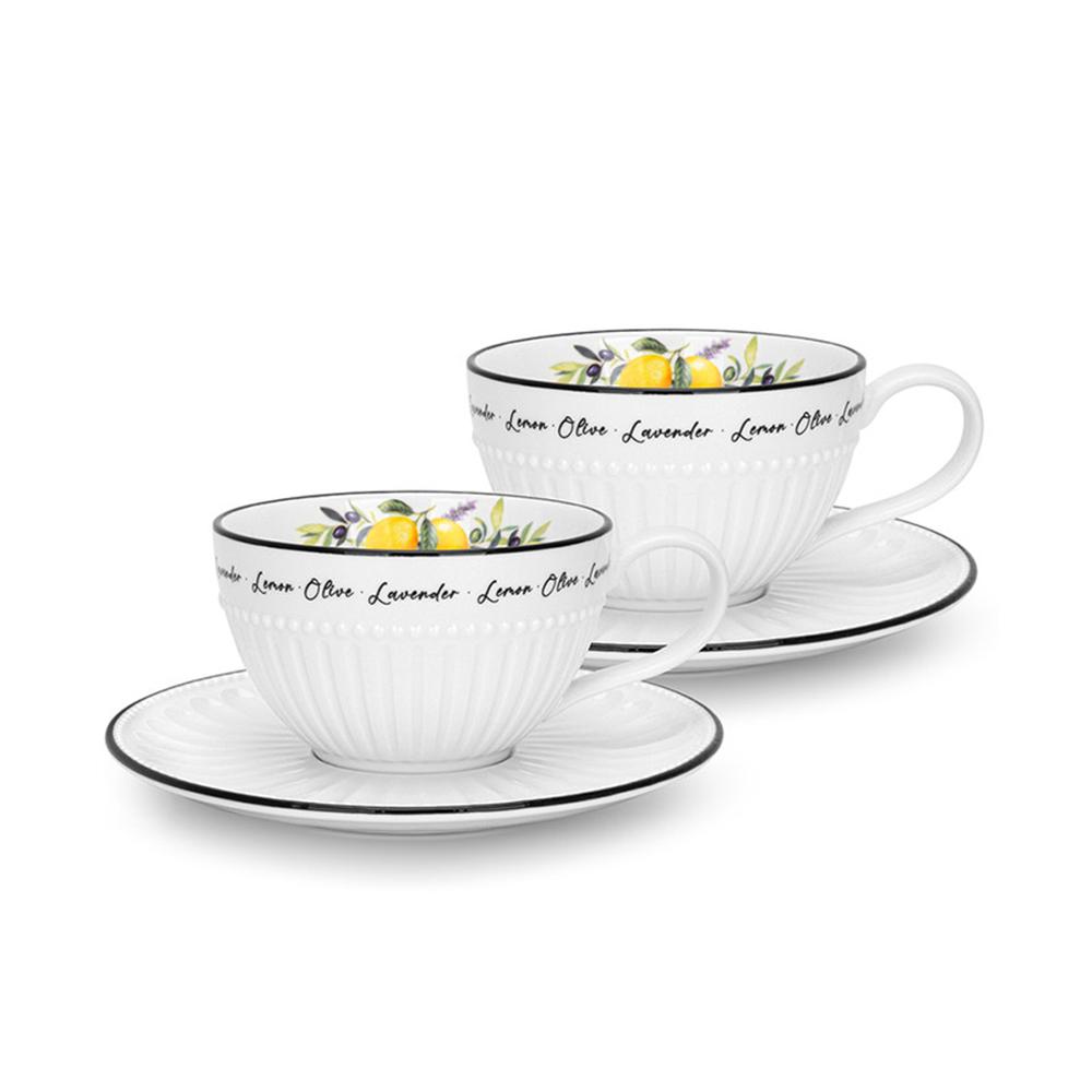 Fissman - Lemon Provence Series Cup & Saucer Set - 250 ml - 4pcs