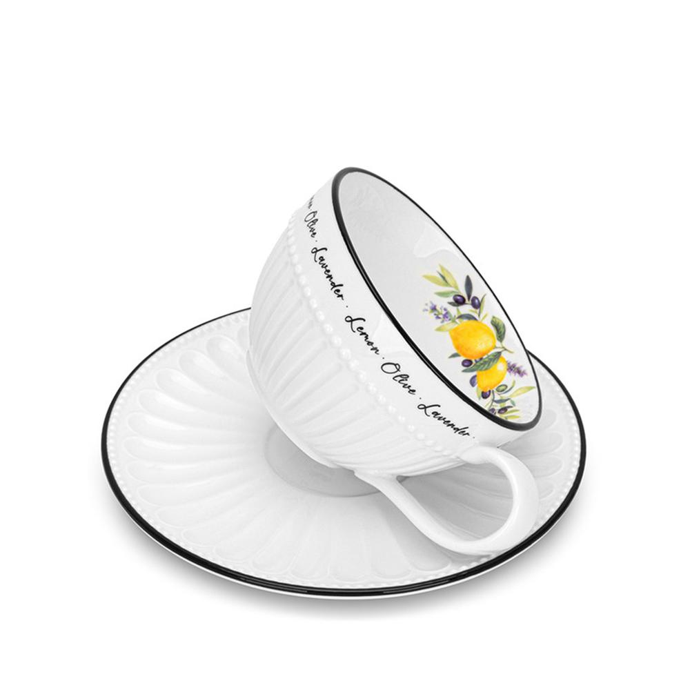 Fissman - Lemon Provence Series Cup & Saucer Set - 250 ml - 4pcs