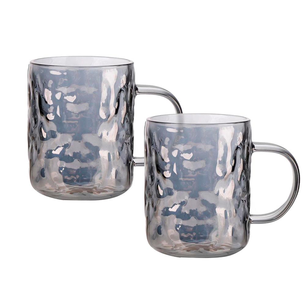 Fissman - Heat Resistant Glass Mug - Grey - 270 ml - 2pcs