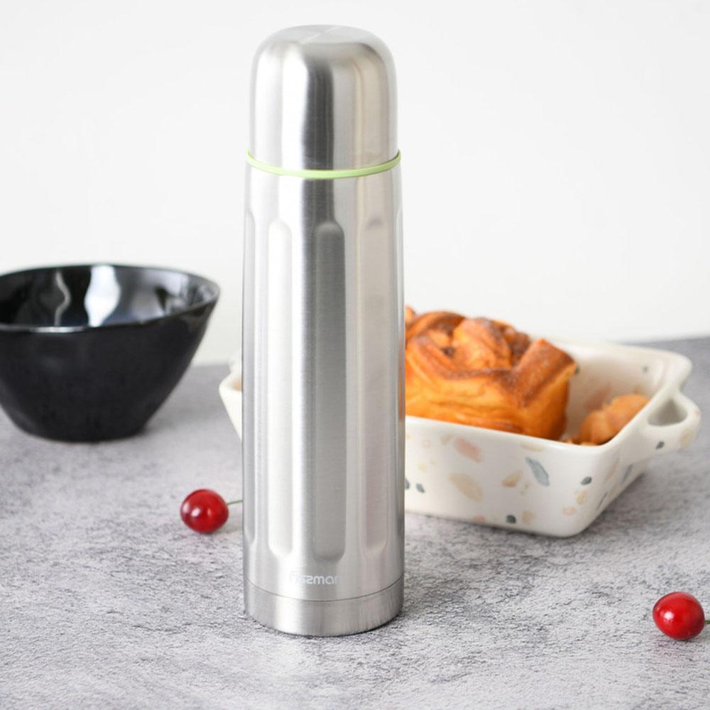 Fissman - Stainless Steel Double Wall Vacuum Flask - Silver - 1 L