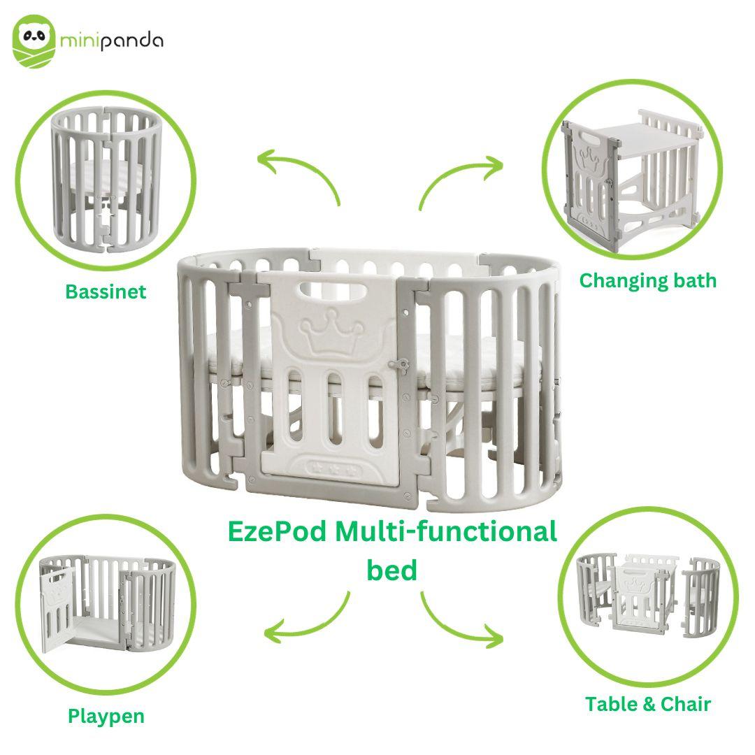 Mini Panda - EzePod Multi-functional Baby Bed 0-3y, - Cool Grey