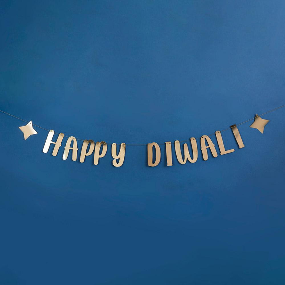 Hootyballoo - Gold 'Happy Diwali' Banner - 2M