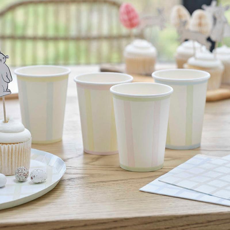 Ginger Ray - Pastel Stripe Easter Paper Cups - 8pcs