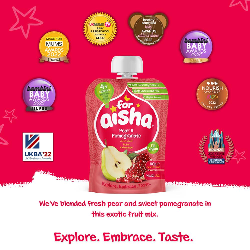 For Aisha - Baby Food Pouch - Pear & Pomegranate - 100g