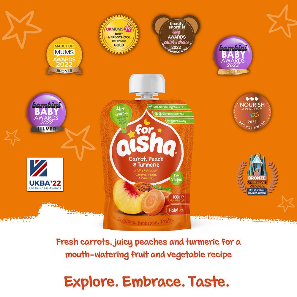 For Aisha - Baby Food Pouch - Carrot, Peach & Turmeric - 100g