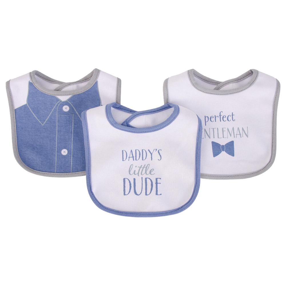 Hudson Childrenswear - 3pc-Set - Cotton Bibs - Daddy's Little Dude