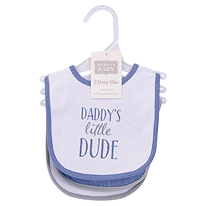 Hudson Childrenswear - 3pc-Set - Cotton Bibs - Daddy's Little Dude