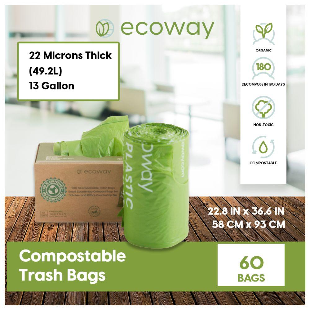 Ecoway - Compostable Garbage Bags - Green - 49.2 L - 60pcs